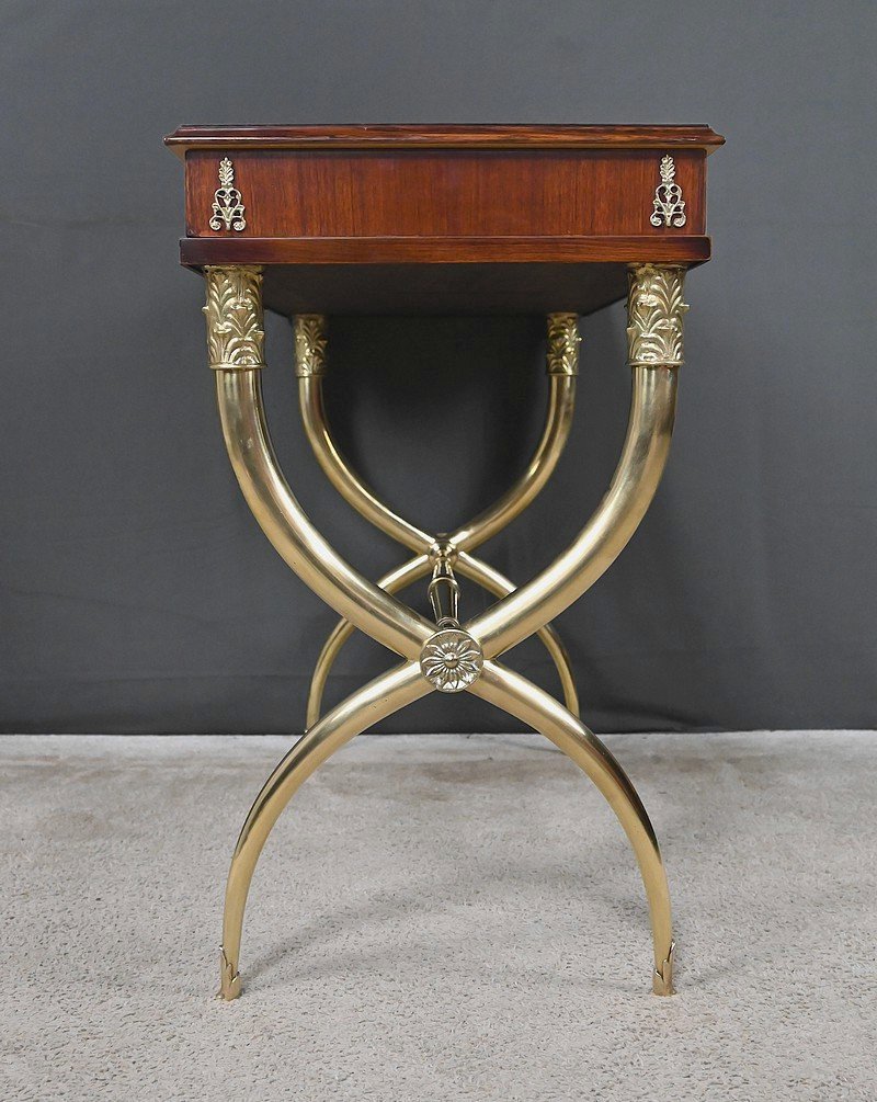 Mahogany-veneered Console Table, Empire Style – First Half Of The 20th Century-photo-6