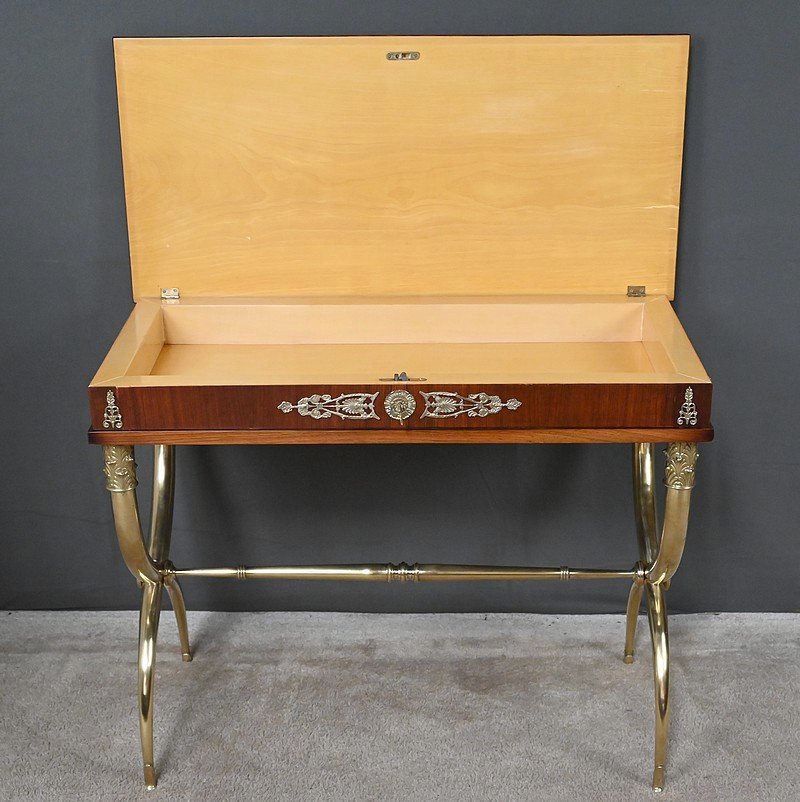 Mahogany-veneered Console Table, Empire Style – First Half Of The 20th Century-photo-7
