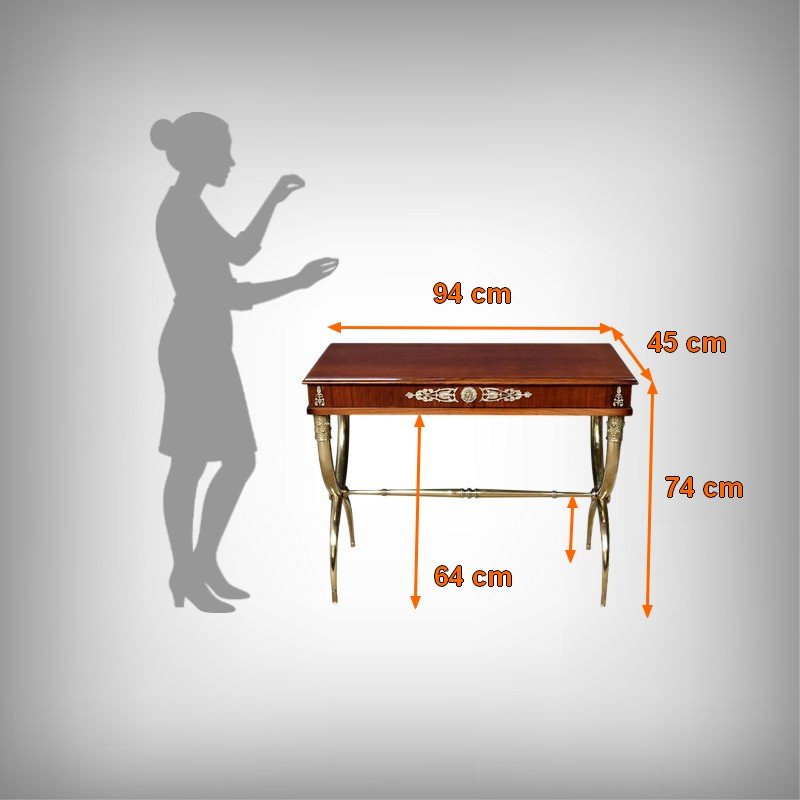 Mahogany-veneered Console Table, Empire Style – First Half Of The 20th Century-photo-8
