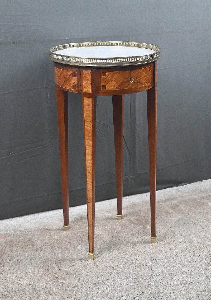 Petit Guéridon de Salon en Marqueterie, style Louis XVI – Début XXe-photo-3
