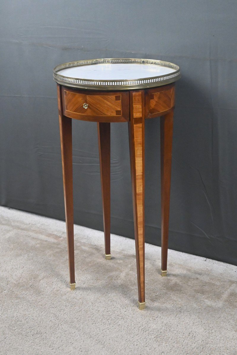 Petit Guéridon de Salon en Marqueterie, style Louis XVI – Début XXe-photo-4