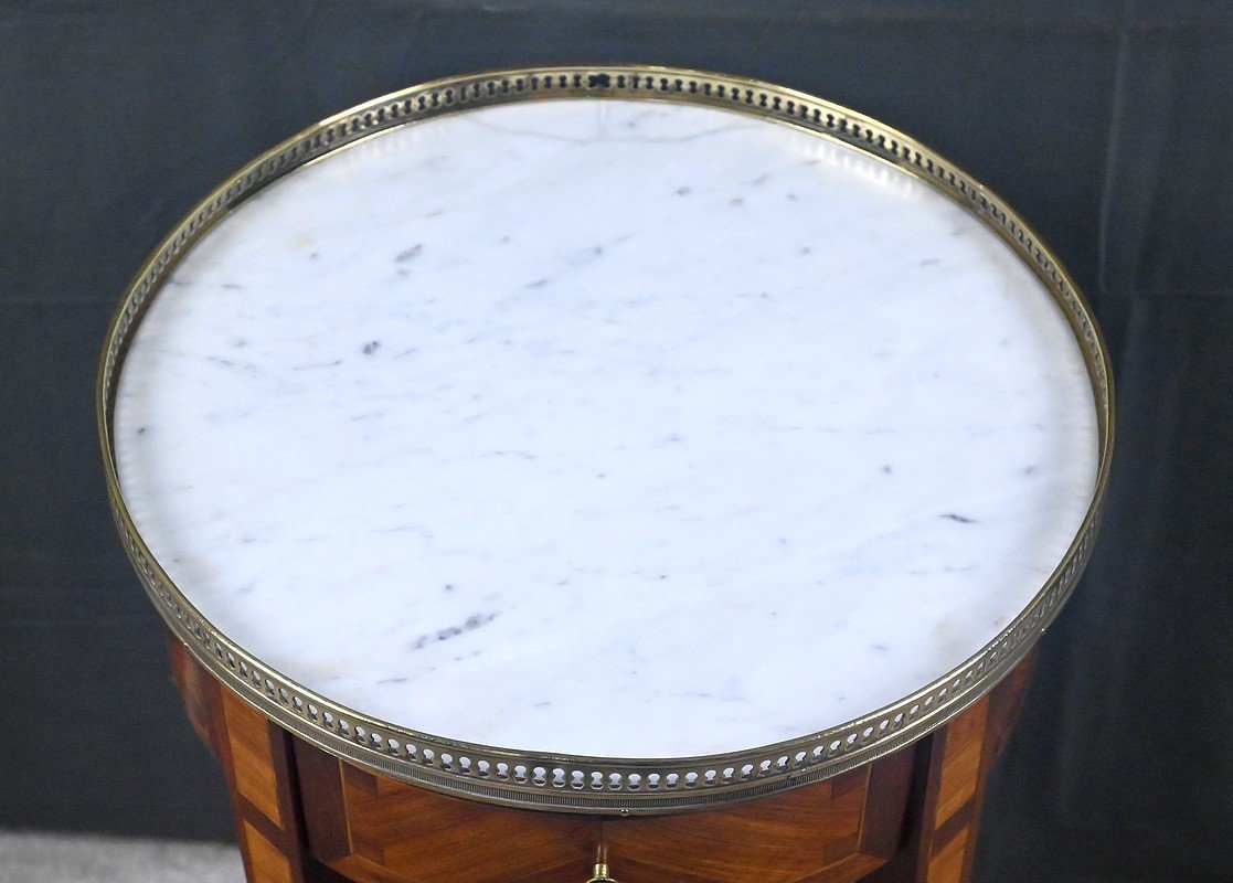 Petit Guéridon de Salon en Marqueterie, style Louis XVI – Début XXe-photo-1