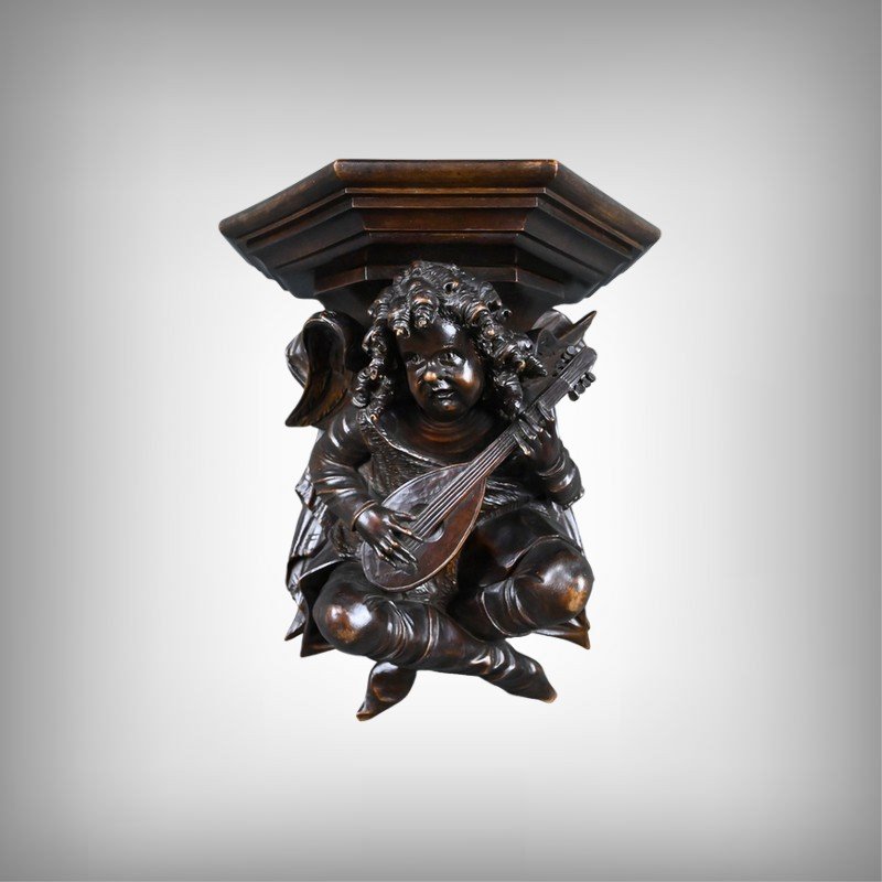 Carved Walnut Wall-mounted Console Table, Renaissance Style – Late 19th Century-photo-2
