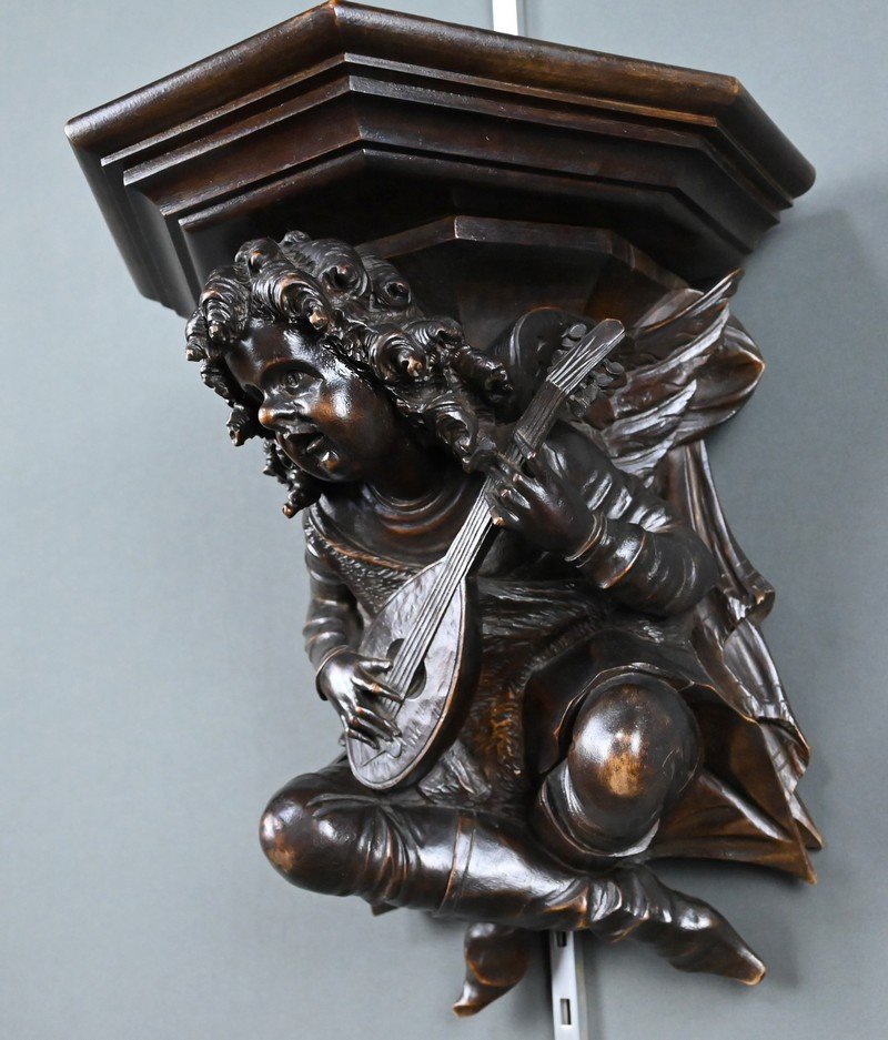 Carved Walnut Wall-mounted Console Table, Renaissance Style – Late 19th Century-photo-3