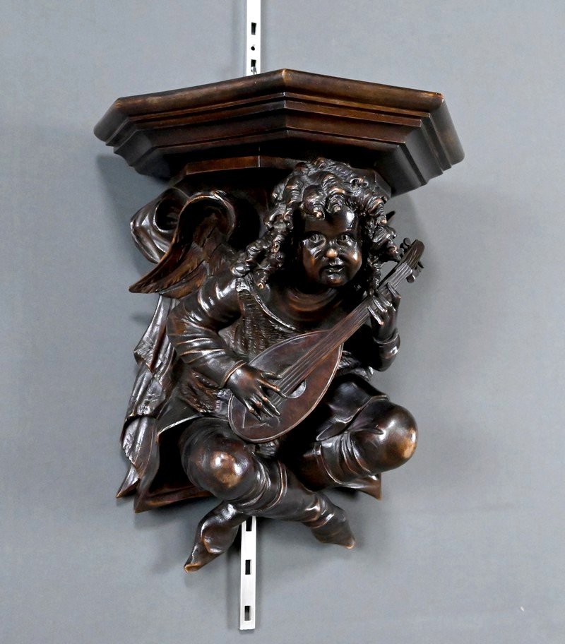 Carved Walnut Wall-mounted Console Table, Renaissance Style – Late 19th Century-photo-1