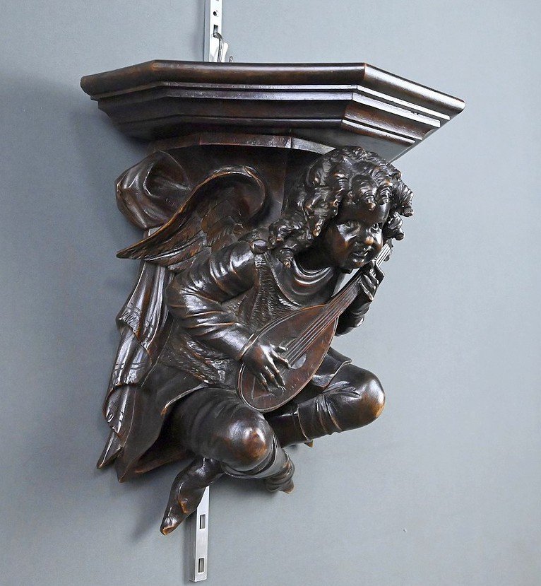 Carved Walnut Wall-mounted Console Table, Renaissance Style – Late 19th Century-photo-2