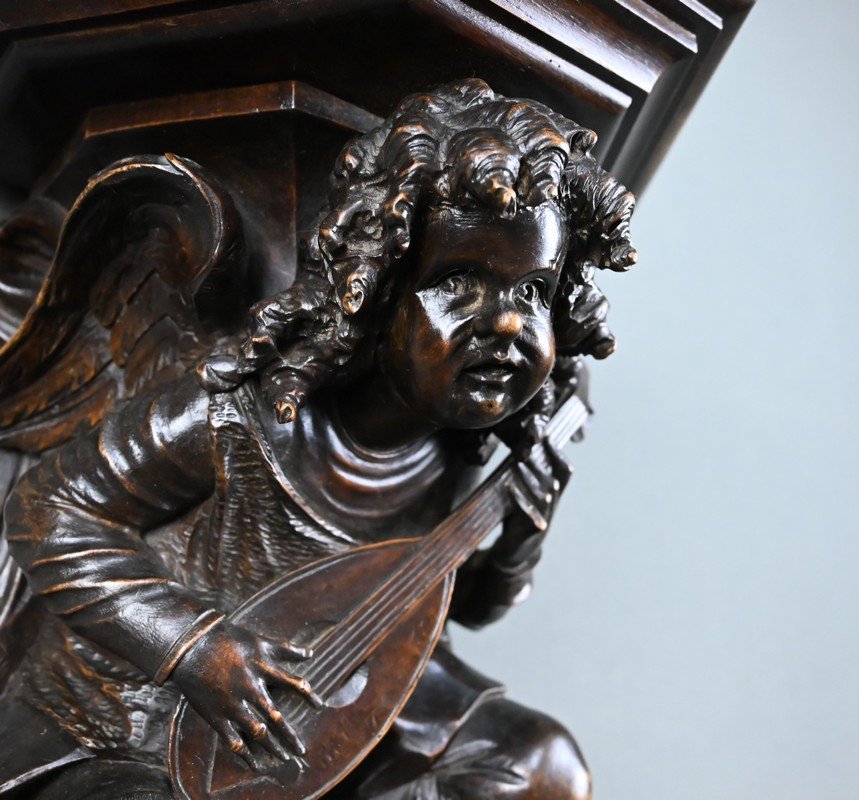 Carved Walnut Wall-mounted Console Table, Renaissance Style – Late 19th Century-photo-3