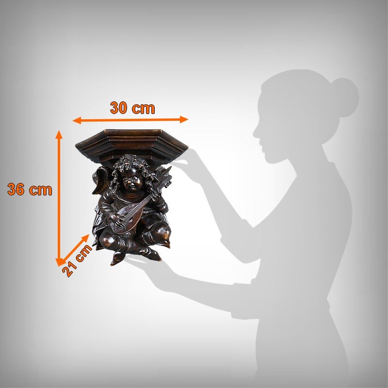 Carved Walnut Wall-mounted Console Table, Renaissance Style – Late 19th Century-photo-7