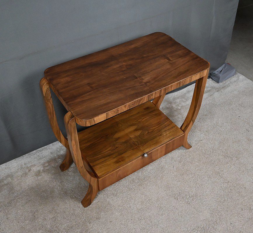 Art Deco-style Walnut Veneer Console Table – 20th Century-photo-3