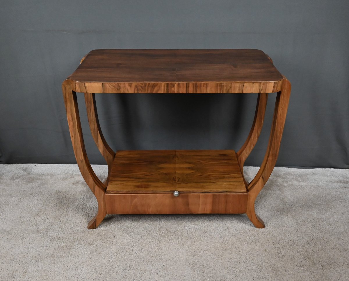 Art Deco-style Walnut Veneer Console Table – 20th Century-photo-4