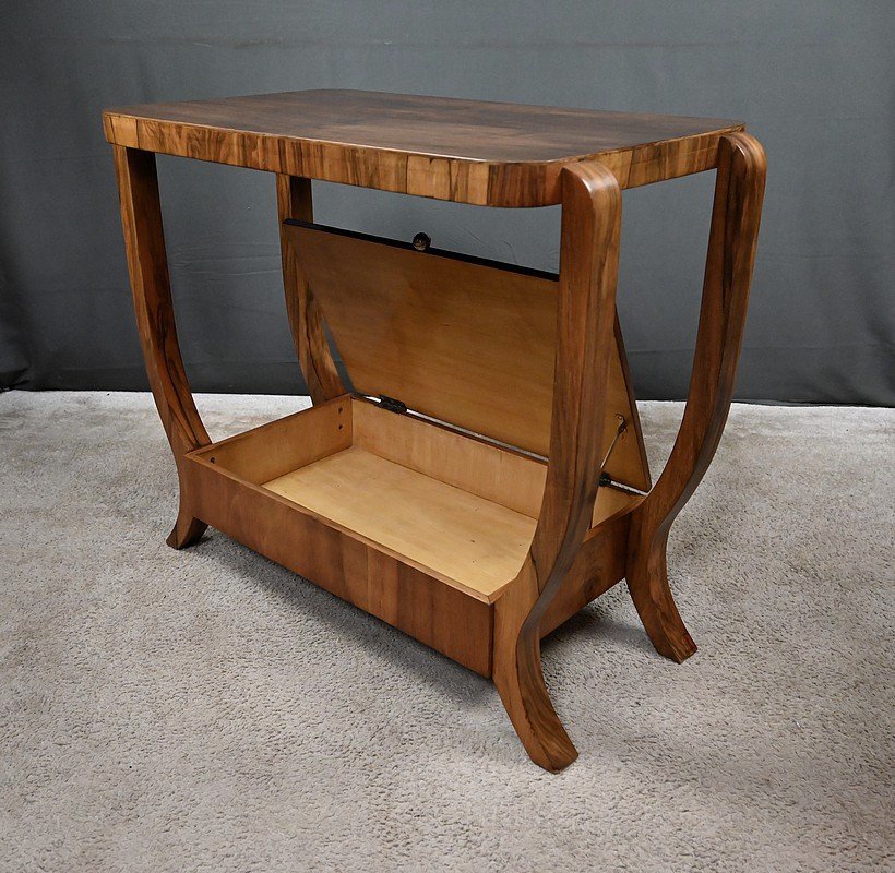 Art Deco-style Walnut Veneer Console Table – 20th Century-photo-3