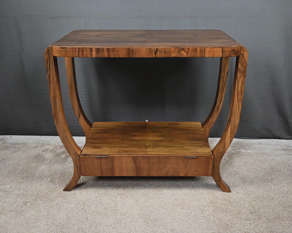 Art Deco-style Walnut Veneer Console Table – 20th Century-photo-6