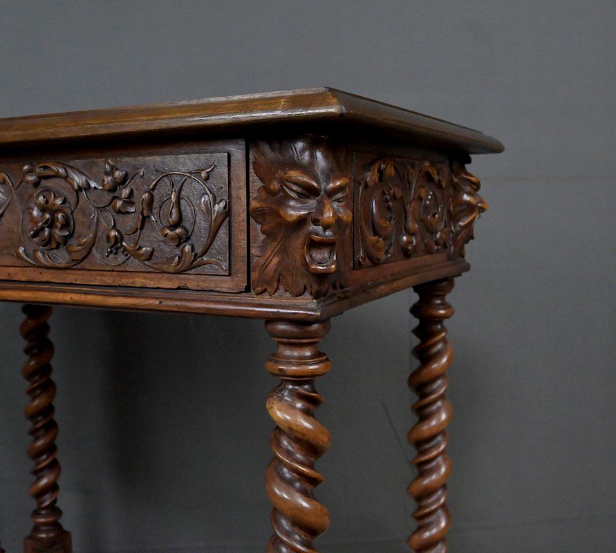 Small Walnut Desk, Henri II Style – Late 19th Century-photo-3