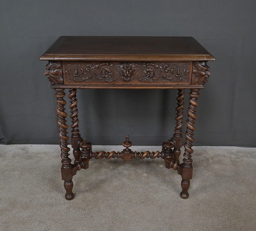 Small Walnut Desk, Henri II Style – Late 19th Century-photo-7