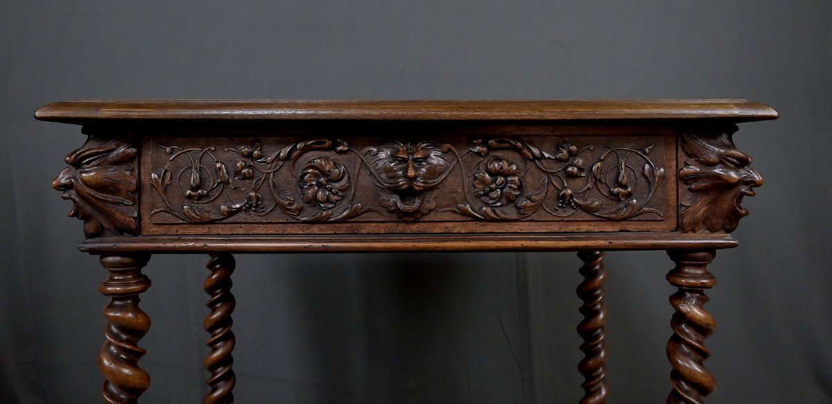 Small Walnut Desk, Henri II Style – Late 19th Century-photo-8