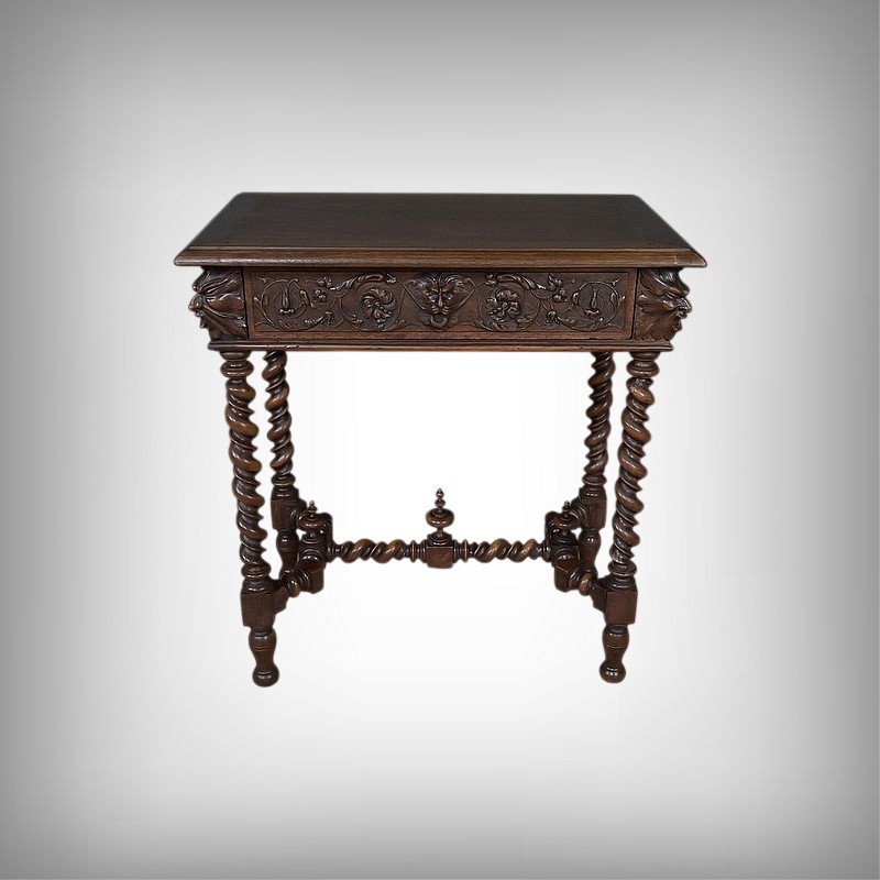 Small Walnut Desk, Henri II Style – Late 19th Century