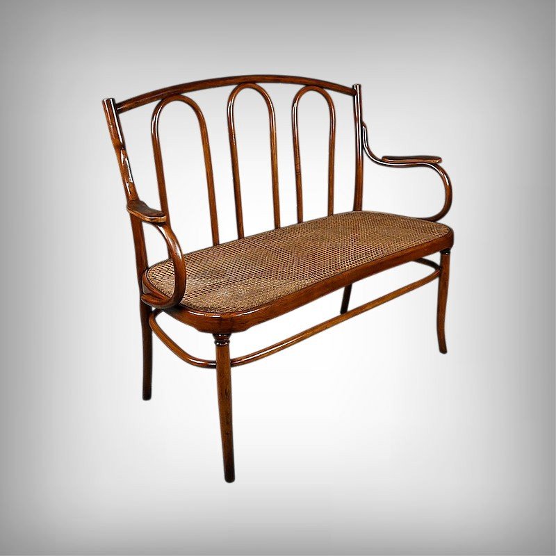 Curved Beech Bench, Stamped J&j Kohn – Early 20th Century-photo-2