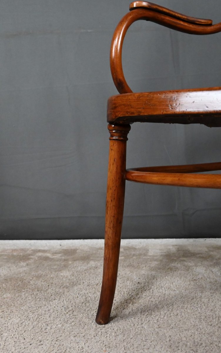 Curved Beech Bench, Stamped J&j Kohn – Early 20th Century-photo-4