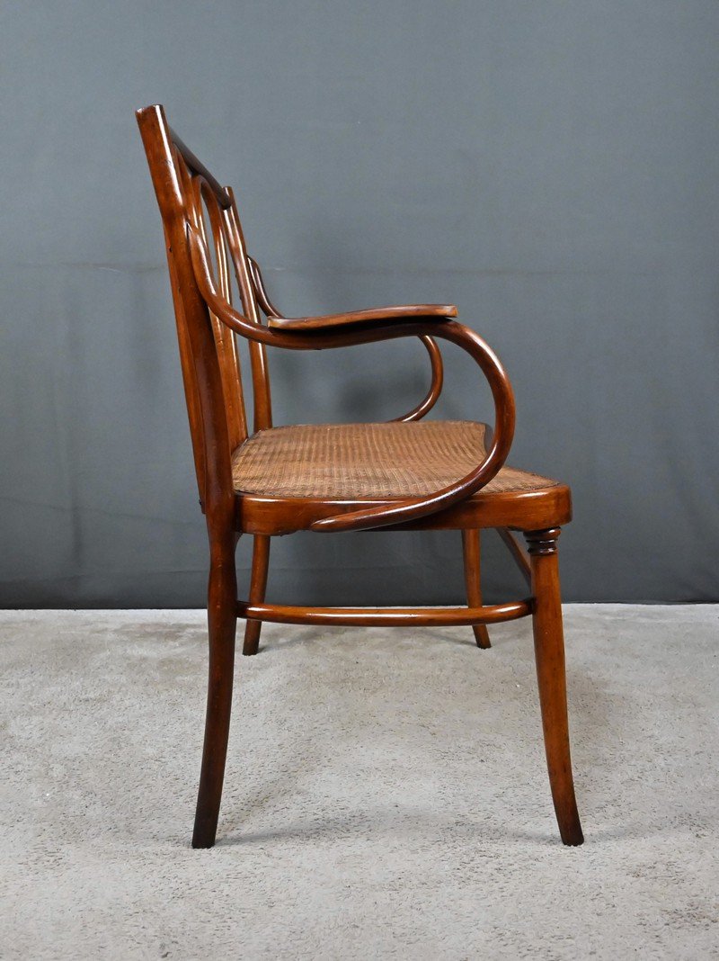 Curved Beech Bench, Stamped J&j Kohn – Early 20th Century-photo-1