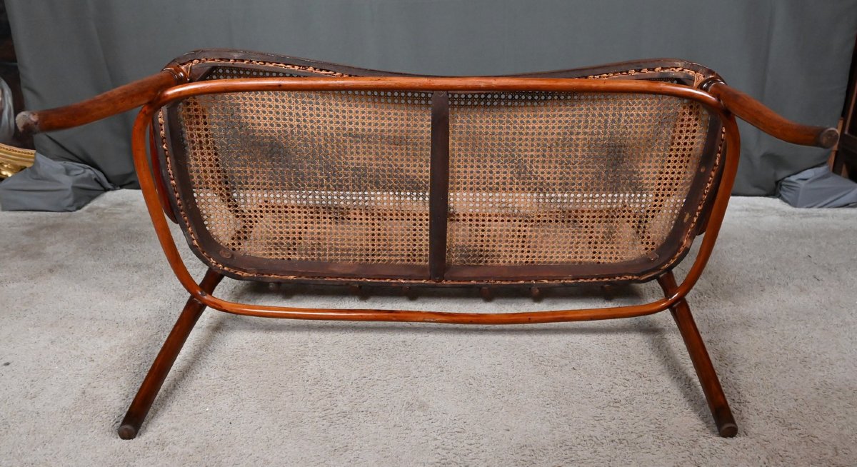 Curved Beech Bench, Stamped J&j Kohn – Early 20th Century-photo-2