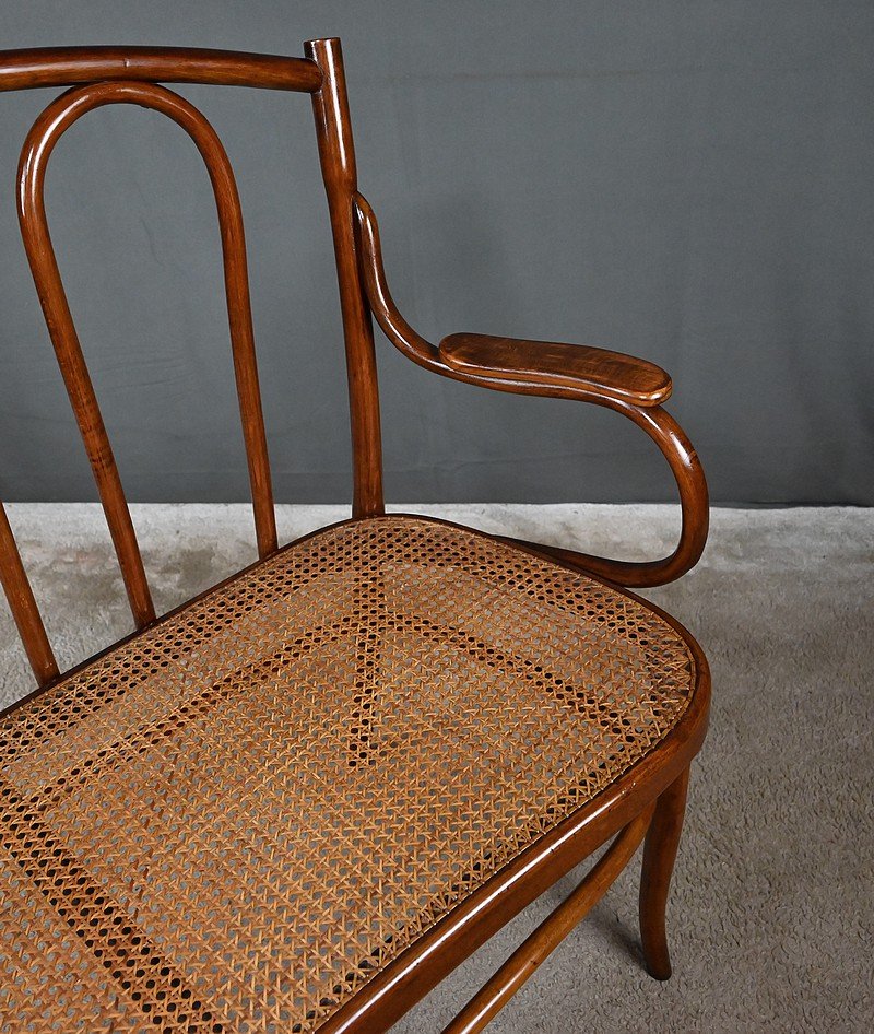 Curved Beech Bench, Stamped J&j Kohn – Early 20th Century-photo-6