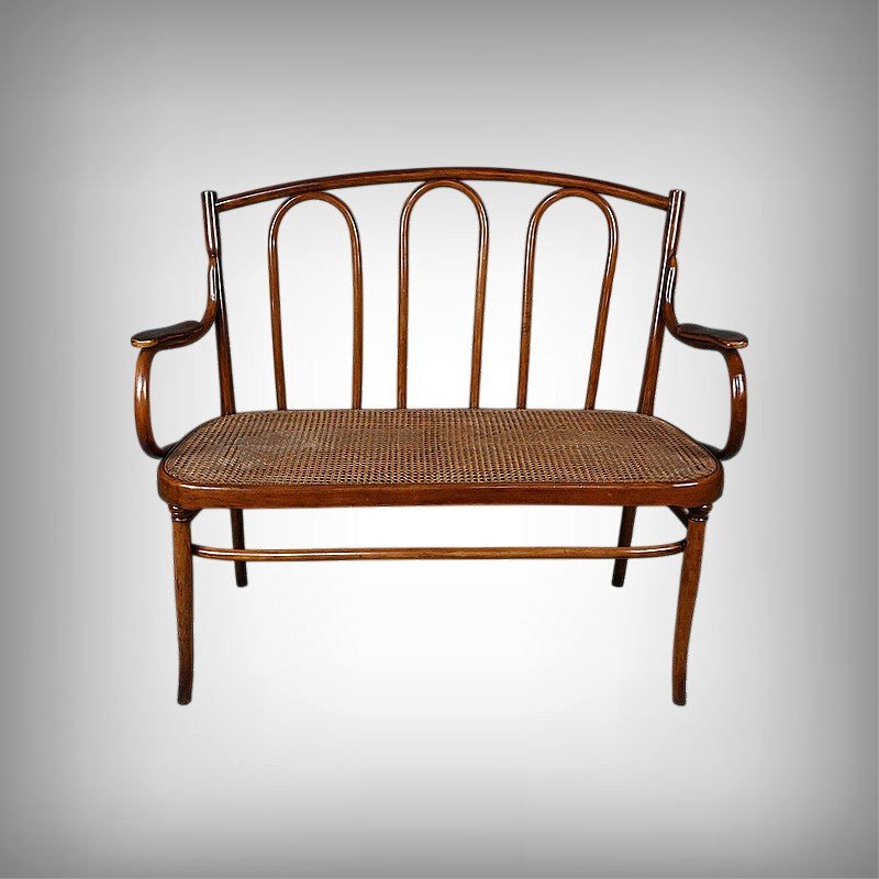 Curved Beech Bench, Stamped J&j Kohn – Early 20th Century