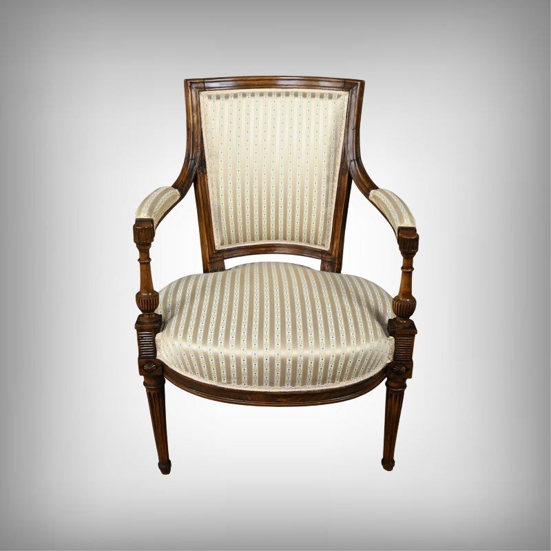 Fauteuil Cabriolet En Hêtre, époque Louis XVI – 2ème Partie XVIIIe-photo-2