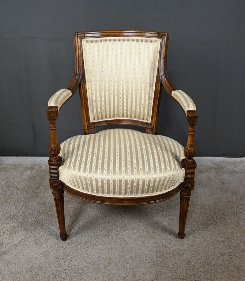 Fauteuil Cabriolet En Hêtre, époque Louis XVI – 2ème Partie XVIIIe-photo-3