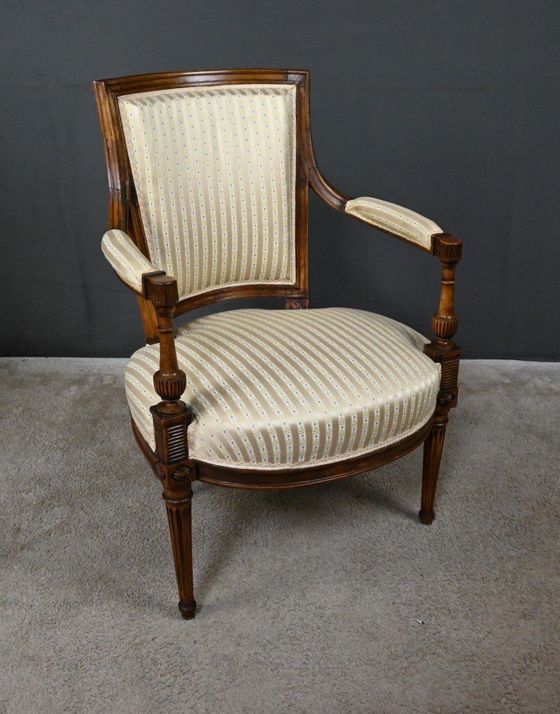 Fauteuil Cabriolet En Hêtre, époque Louis XVI – 2ème Partie XVIIIe-photo-4