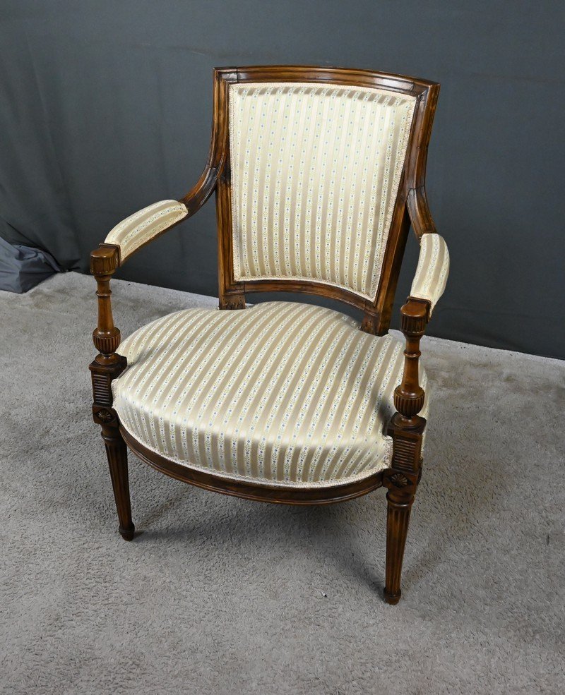 Fauteuil Cabriolet En Hêtre, époque Louis XVI – 2ème Partie XVIIIe-photo-1