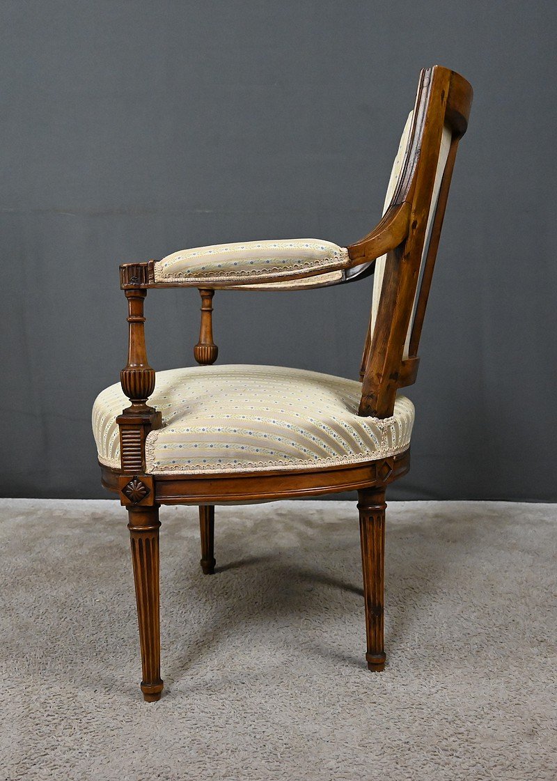 Fauteuil Cabriolet En Hêtre, époque Louis XVI – 2ème Partie XVIIIe-photo-3