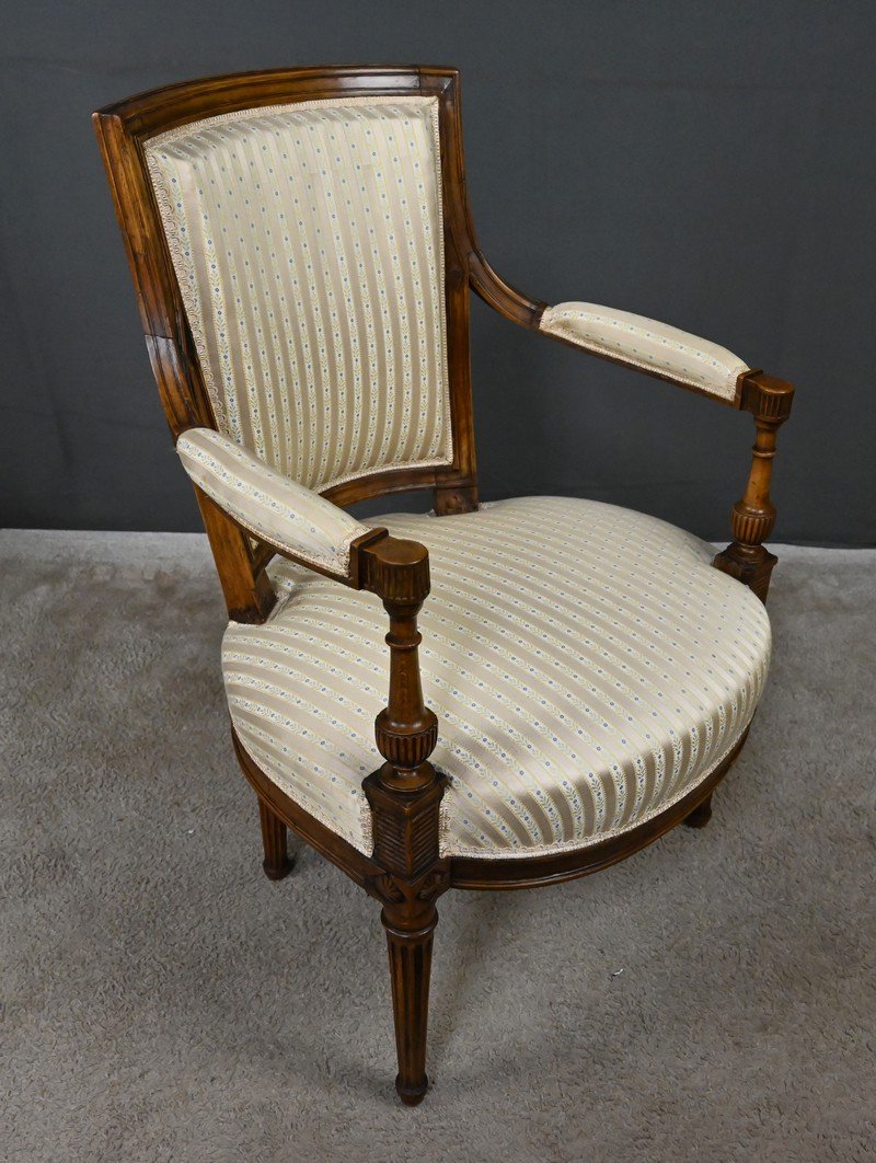 Fauteuil Cabriolet En Hêtre, époque Louis XVI – 2ème Partie XVIIIe-photo-5