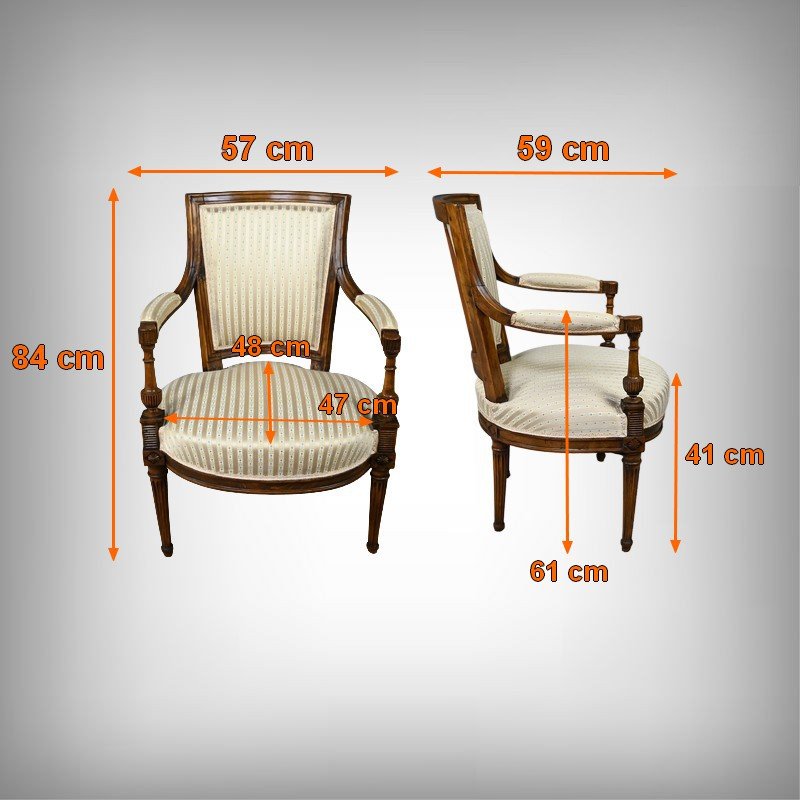 Fauteuil Cabriolet En Hêtre, époque Louis XVI – 2ème Partie XVIIIe-photo-6