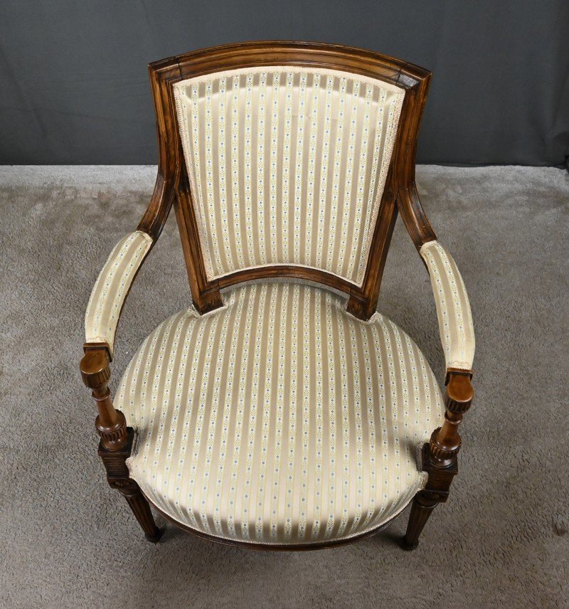 Fauteuil Cabriolet En Hêtre, époque Louis XVI – 2ème Partie XVIIIe-photo-7