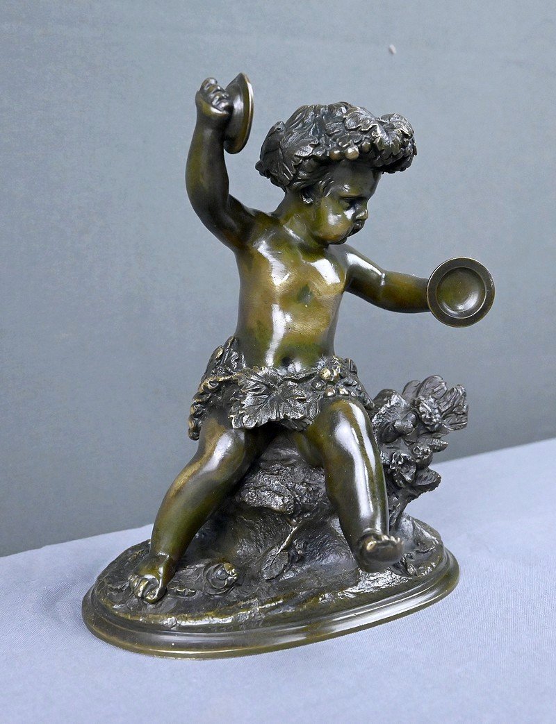 Bronze “bacchus With Cymbals,” After Clodion – Second Half Of The 19th Century-photo-3