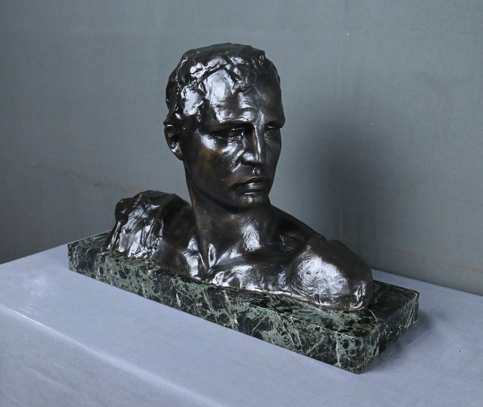 Important Bronze « Buste d’Homme » signé Victor Demanet – 1re partie XXe-photo-7