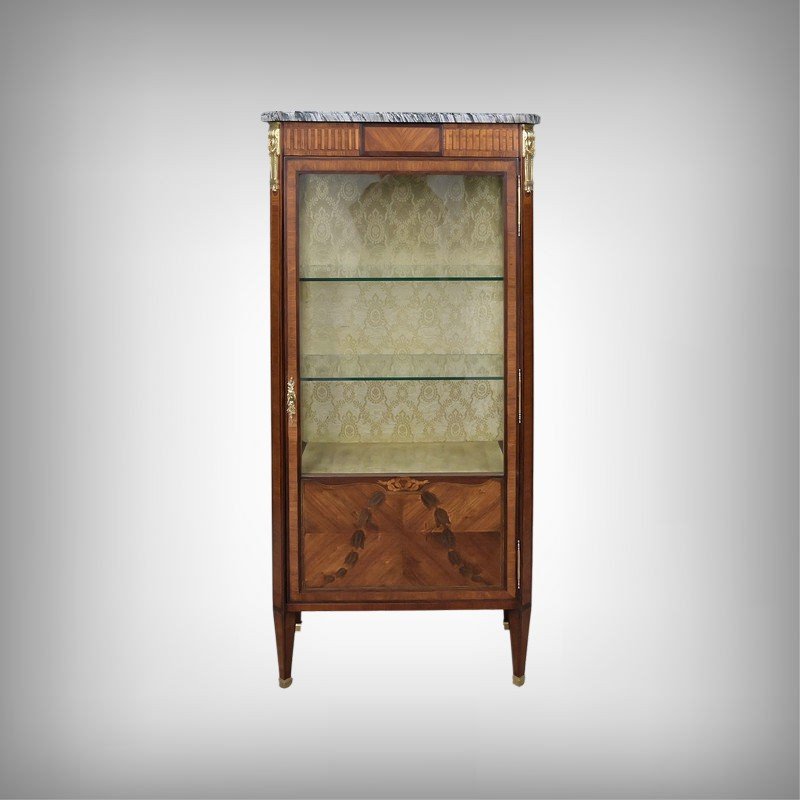Vitrine en Marqueterie de Bois de Rose & Acajou, style Louis XVI – Début XXe-photo-2
