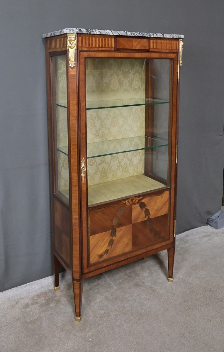 Vitrine en Marqueterie de Bois de Rose & Acajou, style Louis XVI – Début XXe-photo-4