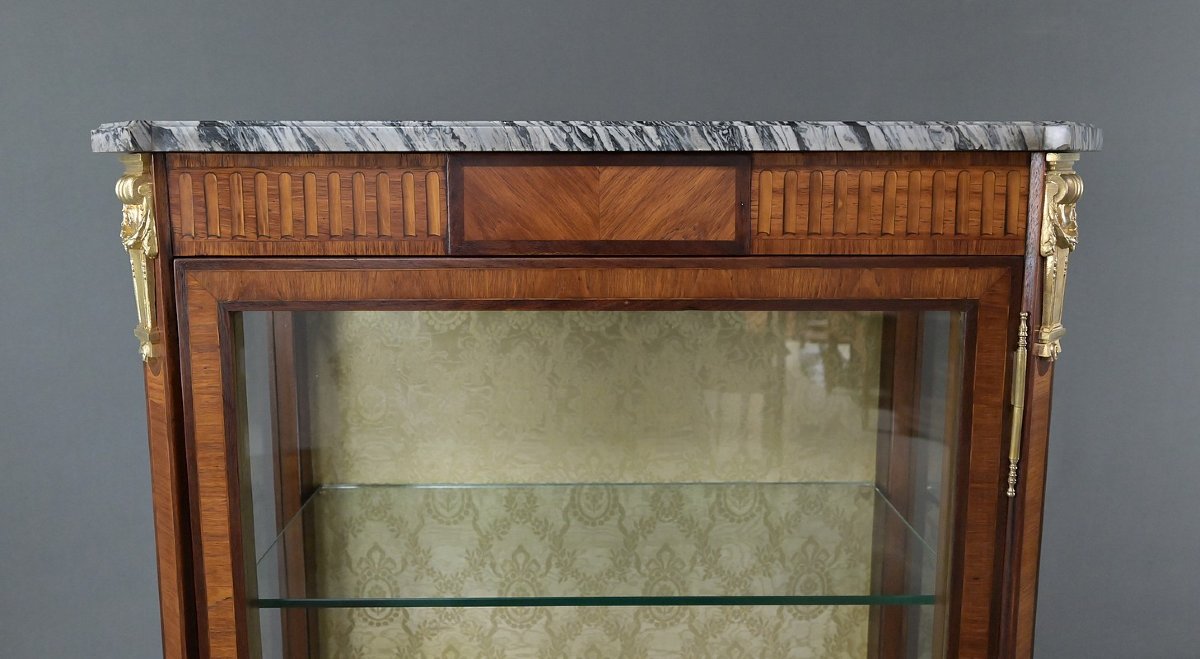 Vitrine en Marqueterie de Bois de Rose & Acajou, style Louis XVI – Début XXe-photo-4