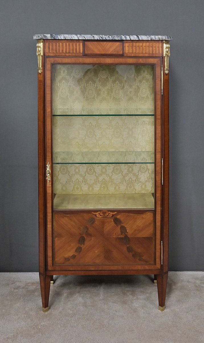 Vitrine en Marqueterie de Bois de Rose & Acajou, style Louis XVI – Début XXe-photo-6