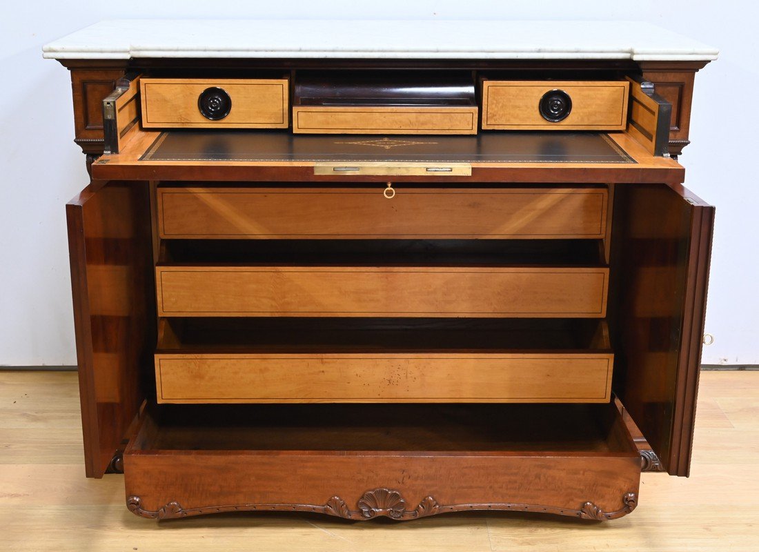 Antique Sideboard, Dresser, And Writing Desk, Made Of Mahogany And Lemonwood, In The Restoration Style – Part 1-photo-2