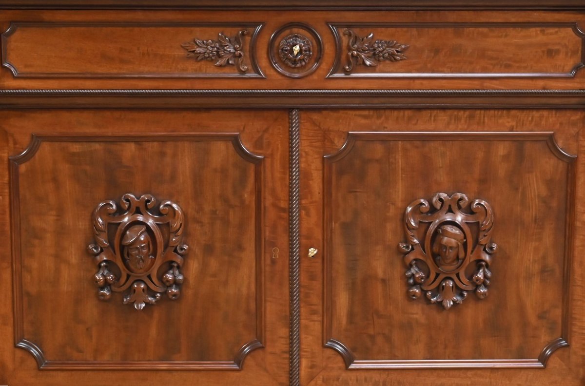 Antique Sideboard, Dresser, And Writing Desk, Made Of Mahogany And Lemonwood, In The Restoration Style – Part 1-photo-1