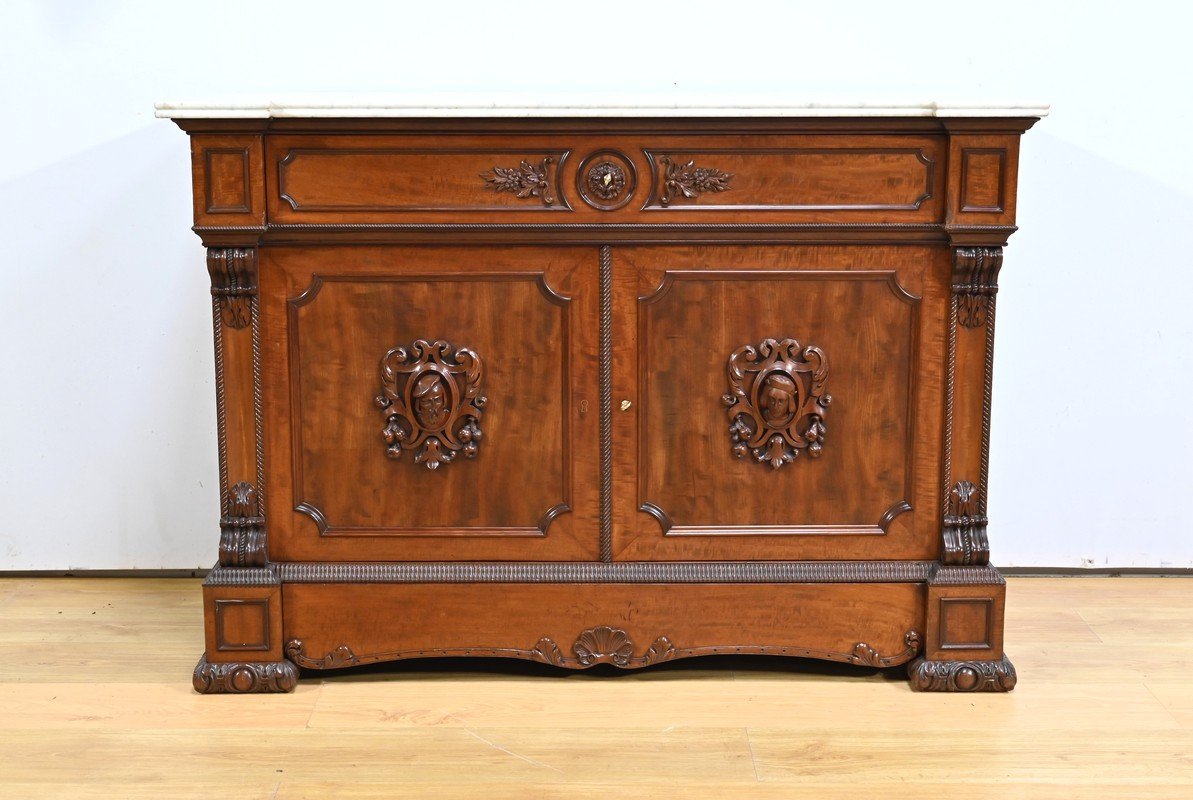 Antique Sideboard, Dresser, And Writing Desk, Made Of Mahogany And Lemonwood, In The Restoration Style – Part 1