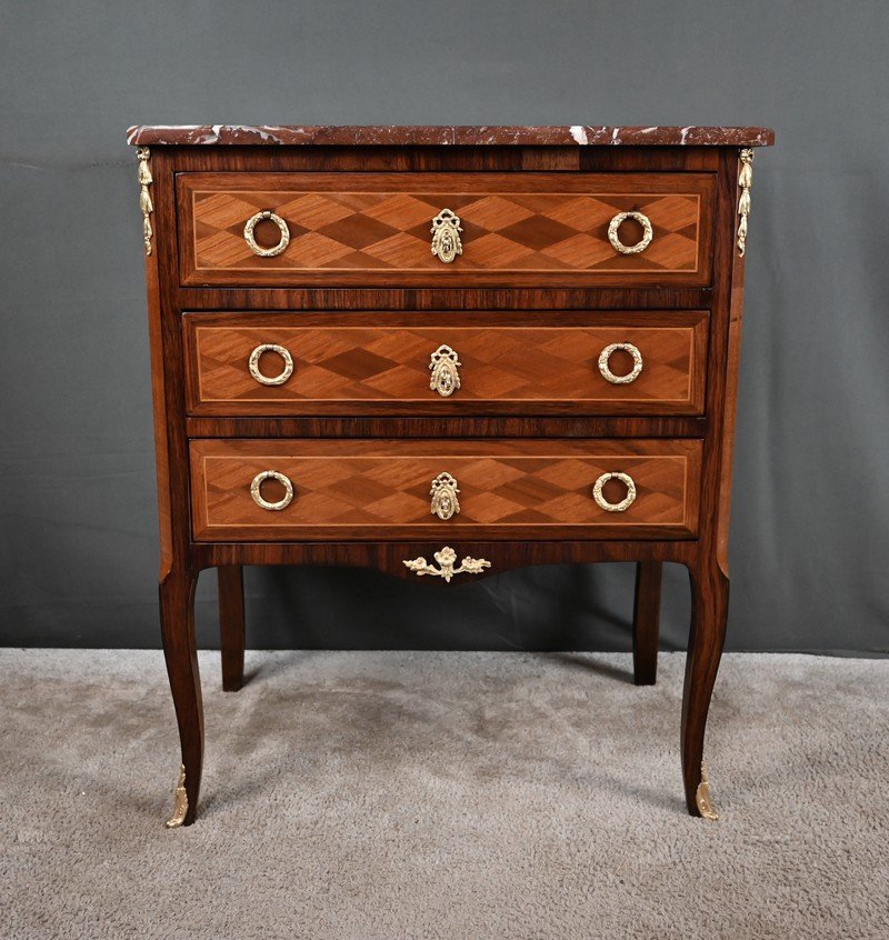 Commode en Marqueterie, Style Transition Louis XV Louis XVI – Milieu XXe-photo-2