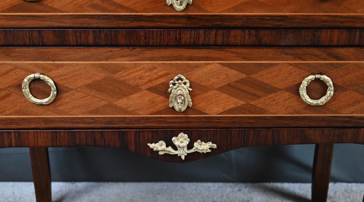 Commode en Marqueterie, Style Transition Louis XV Louis XVI – Milieu XXe-photo-5
