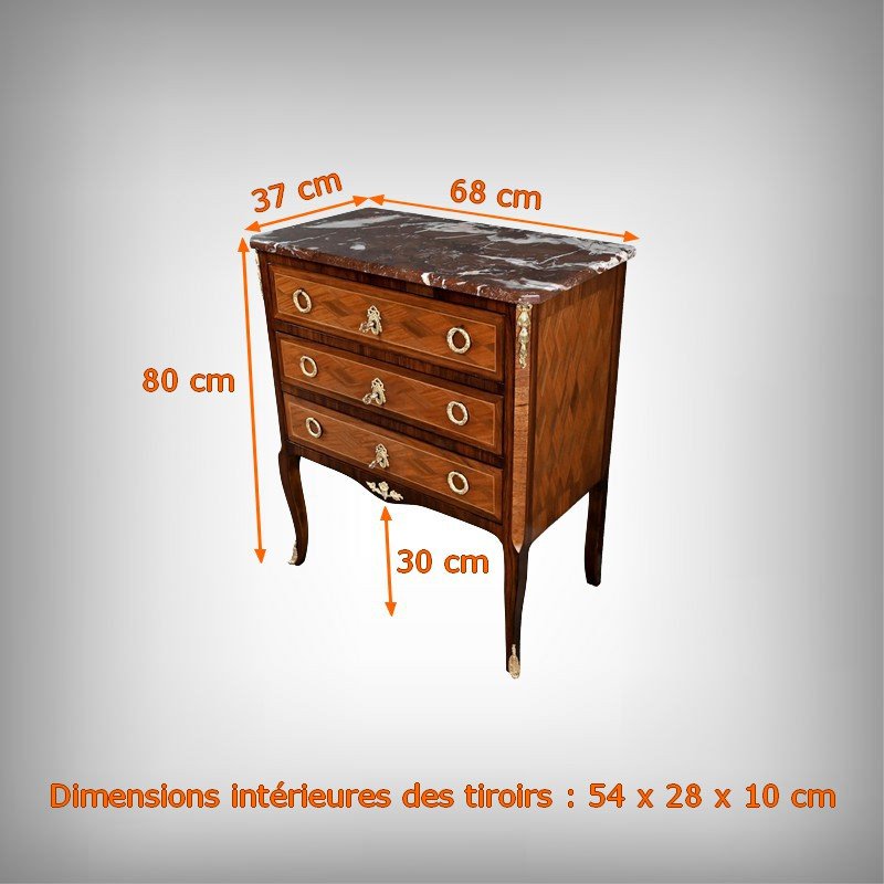 Commode en Marqueterie, Style Transition Louis XV Louis XVI – Milieu XXe-photo-8