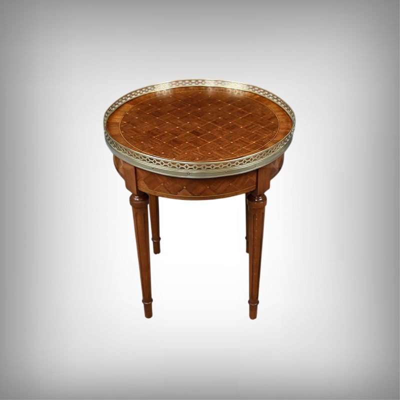 Small Marquetry Hot-water Bottle Table – Mid-20th Century-photo-2