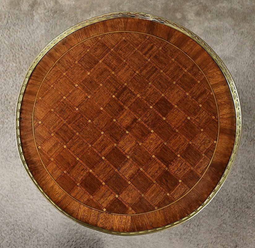 Small Marquetry Hot-water Bottle Table – Mid-20th Century-photo-1