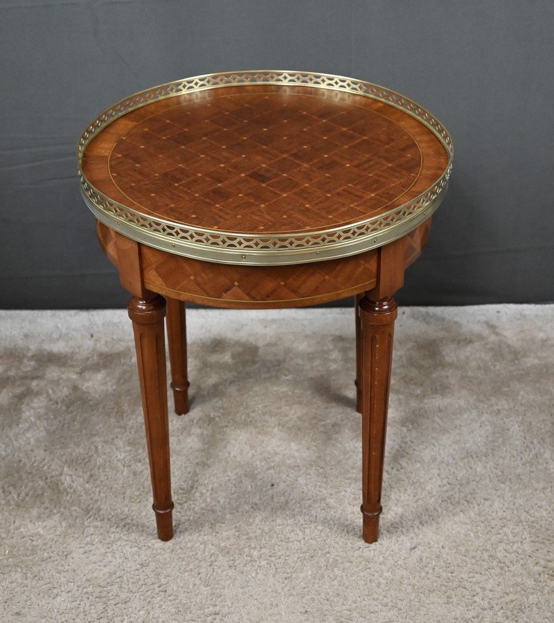 Small Marquetry Hot-water Bottle Table – Mid-20th Century-photo-3
