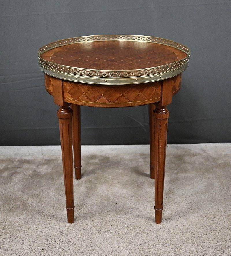 Small Marquetry Hot-water Bottle Table – Mid-20th Century-photo-4
